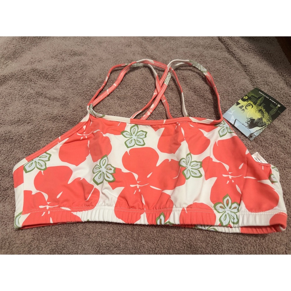 Carve Designs Womens XL Bikini Top Coral Floral High Neck Crisscross Back NWT